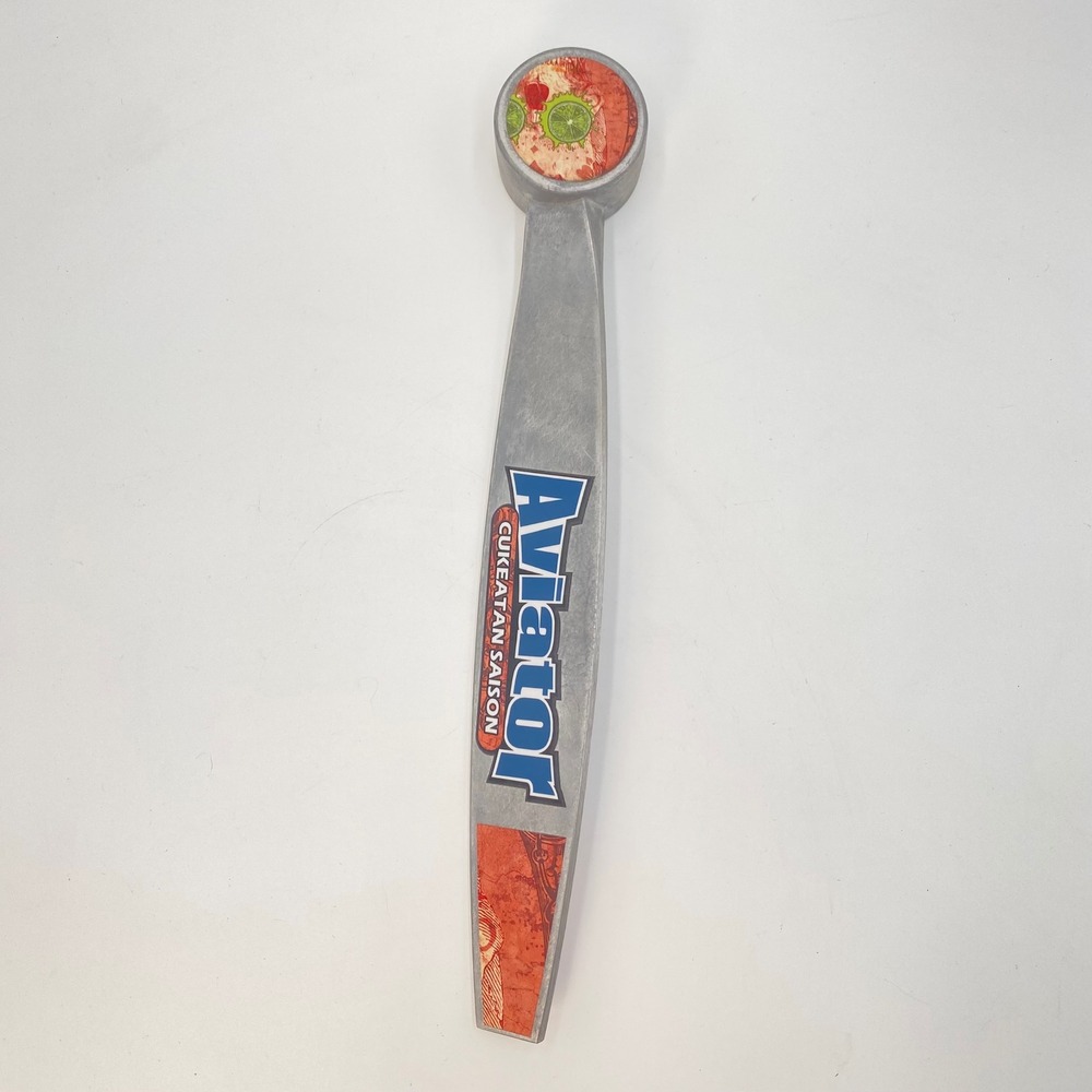Aviator Brewing Cukeatan Saison Beer Tap Handle Metal Brushed Silver Logo